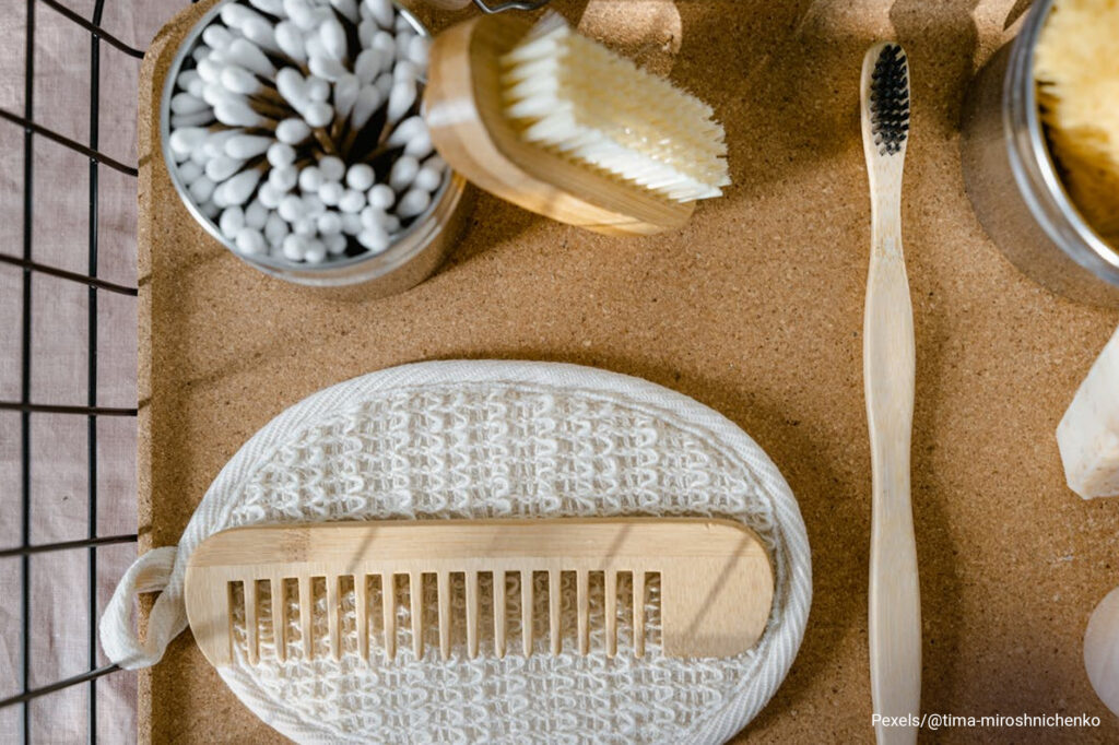 wood comb and toothbrush